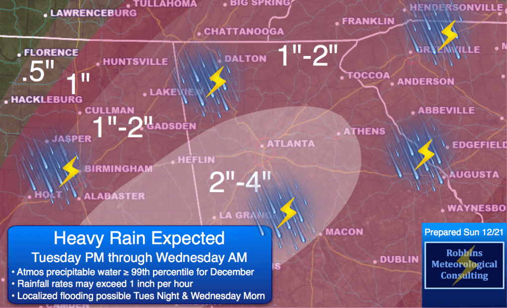 Rainfall amounts Tuesday afternoon through Wednesday morning.