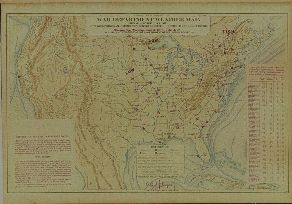 19th Century weather map from 1873