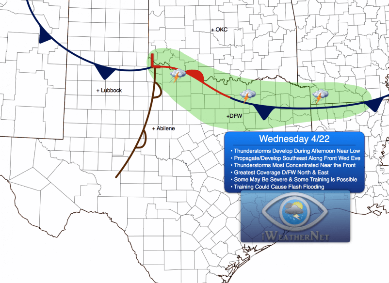 My forecast for Wednesday 4/22/15 DFW/North Texas