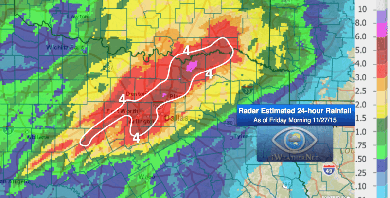 24-hour radar-estimated rainfall 11-27-15