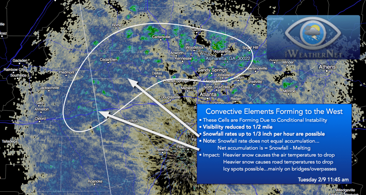 convective snow on radar