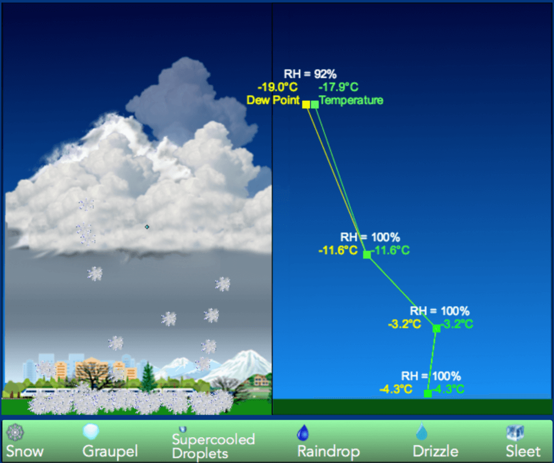 Use the winter precipitation simulator