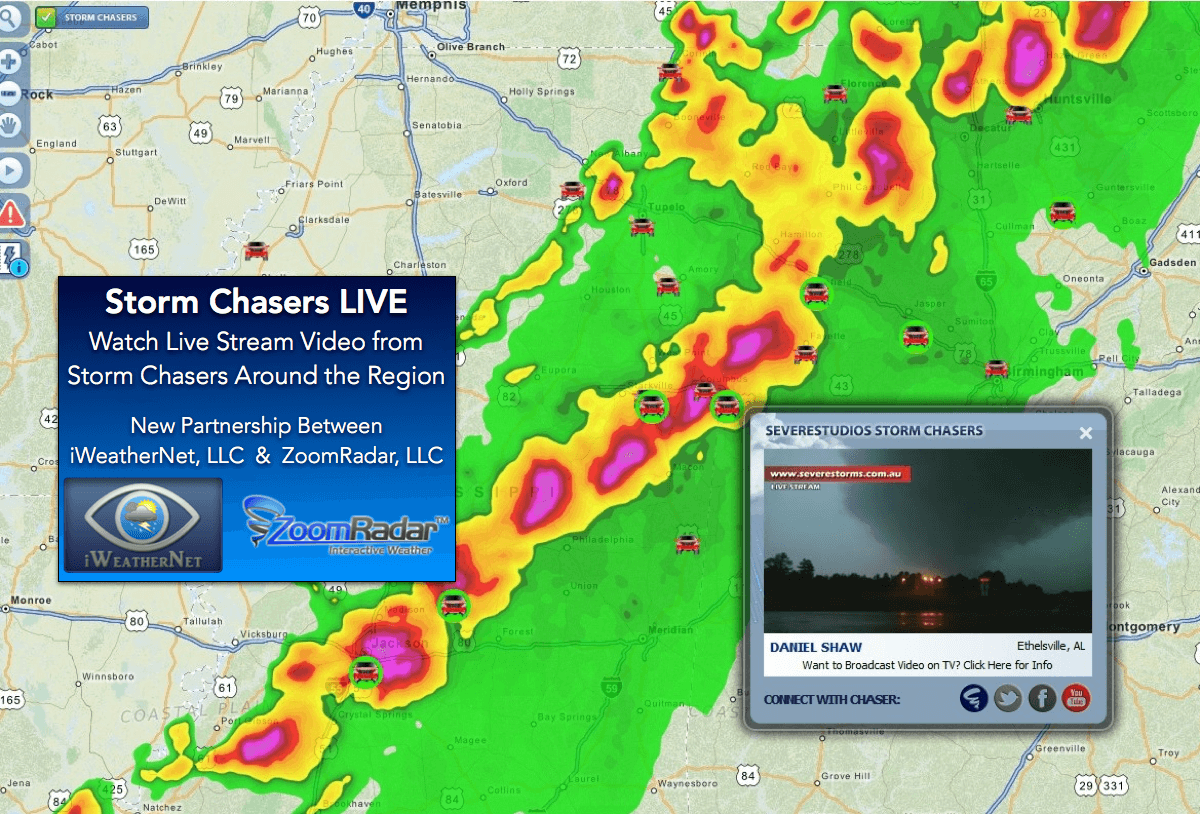 Live stream video from storm chasers